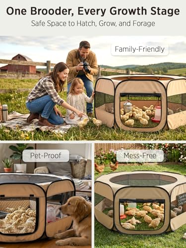 Image of UWE Extra Large Small Animal Playpen, Waterproof Foldable Pet Pen, Brown
