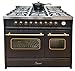Produktbild GURARI Gas Standherd 90 cm GCH E 916 Bl Retro Gasherd mit Elektro Backofen | Range Coocker 89L | 8 Funktionen | Heißluft | Grill | 5 Hochwertige Brenner | 4 kw WOK | Erdgas | Propangas
