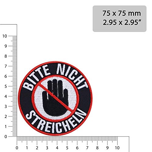 Begleithund Aufnäher 'Bitte NICHT streicheln' Hundesport Aufbügler Dog Patch Abzeichen für Haustier Bügelbild Agility Applikation für Leine/Brustgeschirr/Jacke/Halstuch | 75x75mm