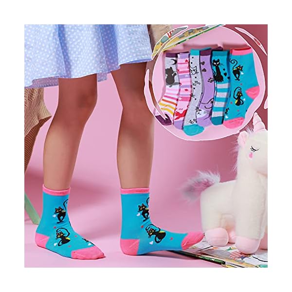 ANTSANG Kinder Socken für Mädchen Jungen Lustige Socken Baumwolle Geschenke Bunte Weich Neuheit Kindersocken 6 Paar – Bild 8