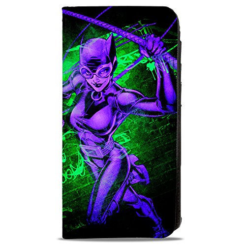 Canvas Snap Wallet - CATWOMAN Whip Pose/Graffiti Black/Greens/Purples