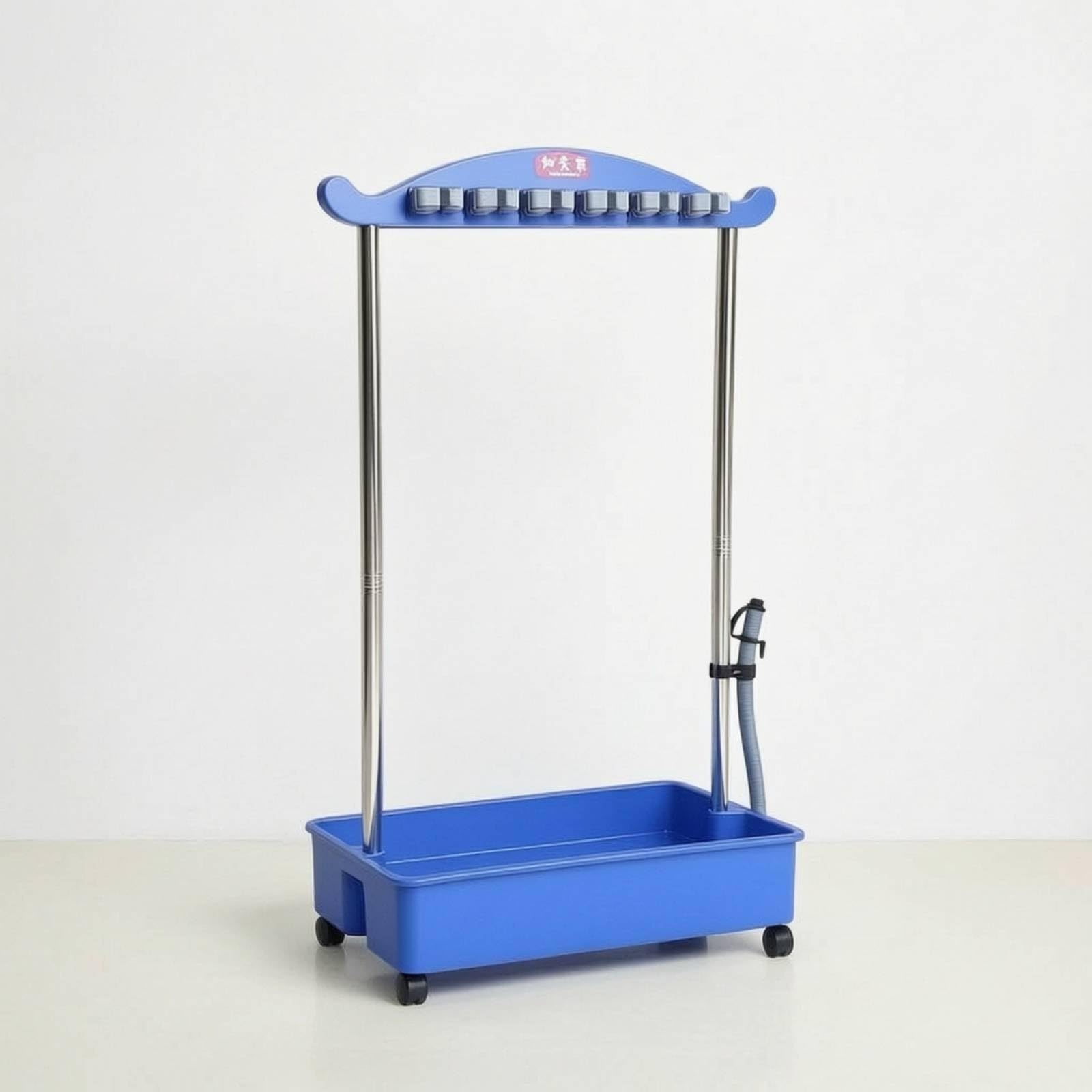 Gralara Organizador Fregonas con Ruedas Resistente Carrito Limpieza con Ruedas Estación Limpieza Móvil para Hoteles, Gris, 70cm