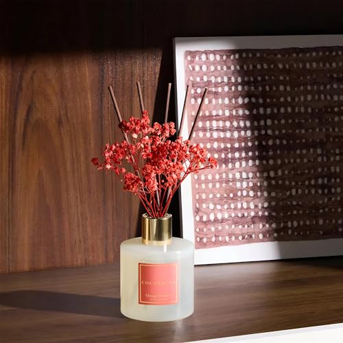 Image of COCORRINA Reed Diffuser - Orange Blossom 6.76 Fl.oz Reed Diffuser Sets with Preserved Flowers, Diffuser with 8 Sticks for Bathroom Shelf Decor