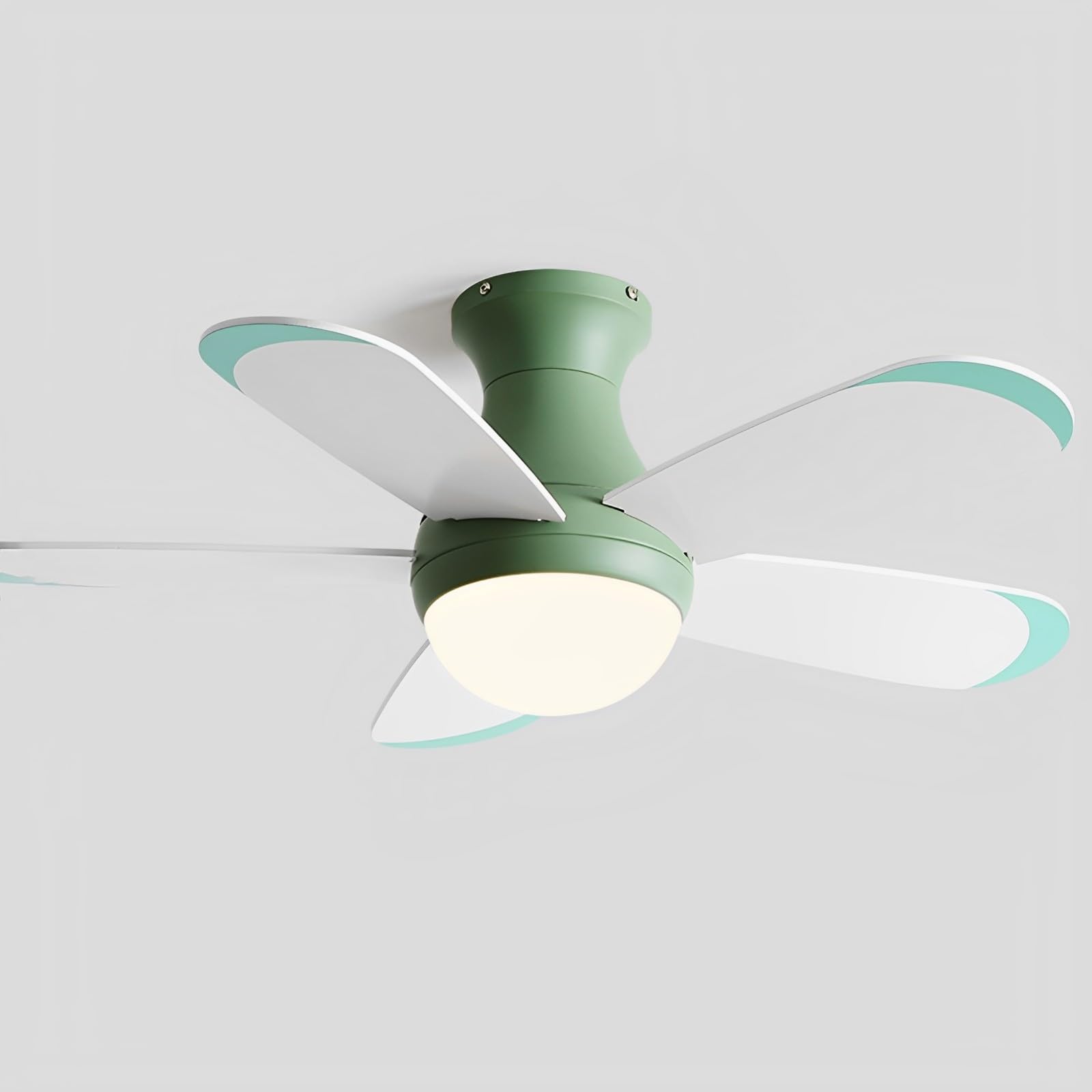 SXDMOUBK Indoor Mute Ceiling Fan with Light Kids Room Remote 6 Gear Wind Speed, Timing Dining Study Bedroom 24W LED Lighting 5 Plywood Blades