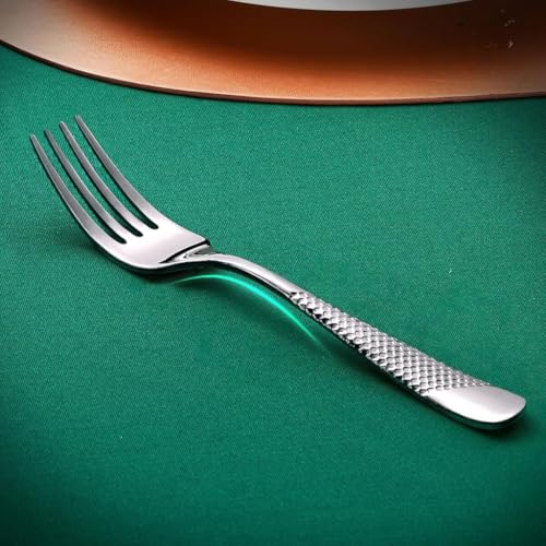 Image of Dinner Forks Set, Food Grade Extra-Fine Stainless Steel, Metal Cutlery Set for Home Kitchen Restaurant Hotel, Mirror Finish & Dishwasher Safe, Dessert Salad Forks (6 Pcs Big Fork, Silver)