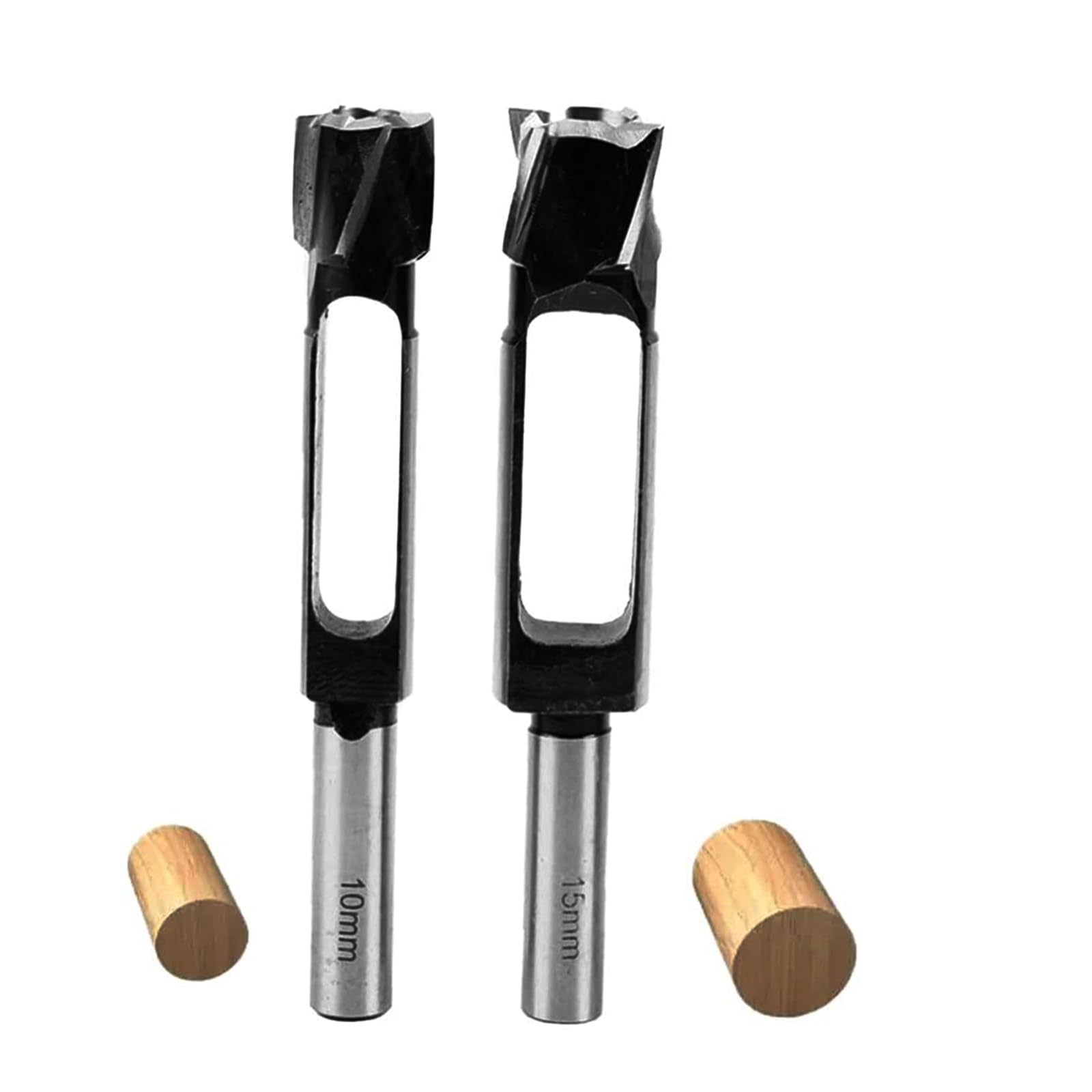 2 kits de broyeurs d'outils de broche et de bouchon profond, outils de bouchon en bois avec poignée circulaire de 1/2 "pour la fabrication de rivets pour les meubles de menuiserie (10MM+15MM)