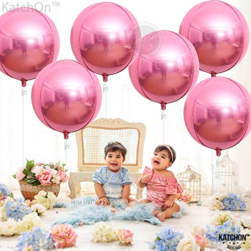 Katchon, Light Pink Foil Balloons - 22 Inch, Pack Of 6 | Big Pink Balloons, Pink Mylar Balloons | Cowboy Boot Balloon, Light Pink Party Decorations | Pink Metallic Balloon Pink Disco Party Decorations #TOP7