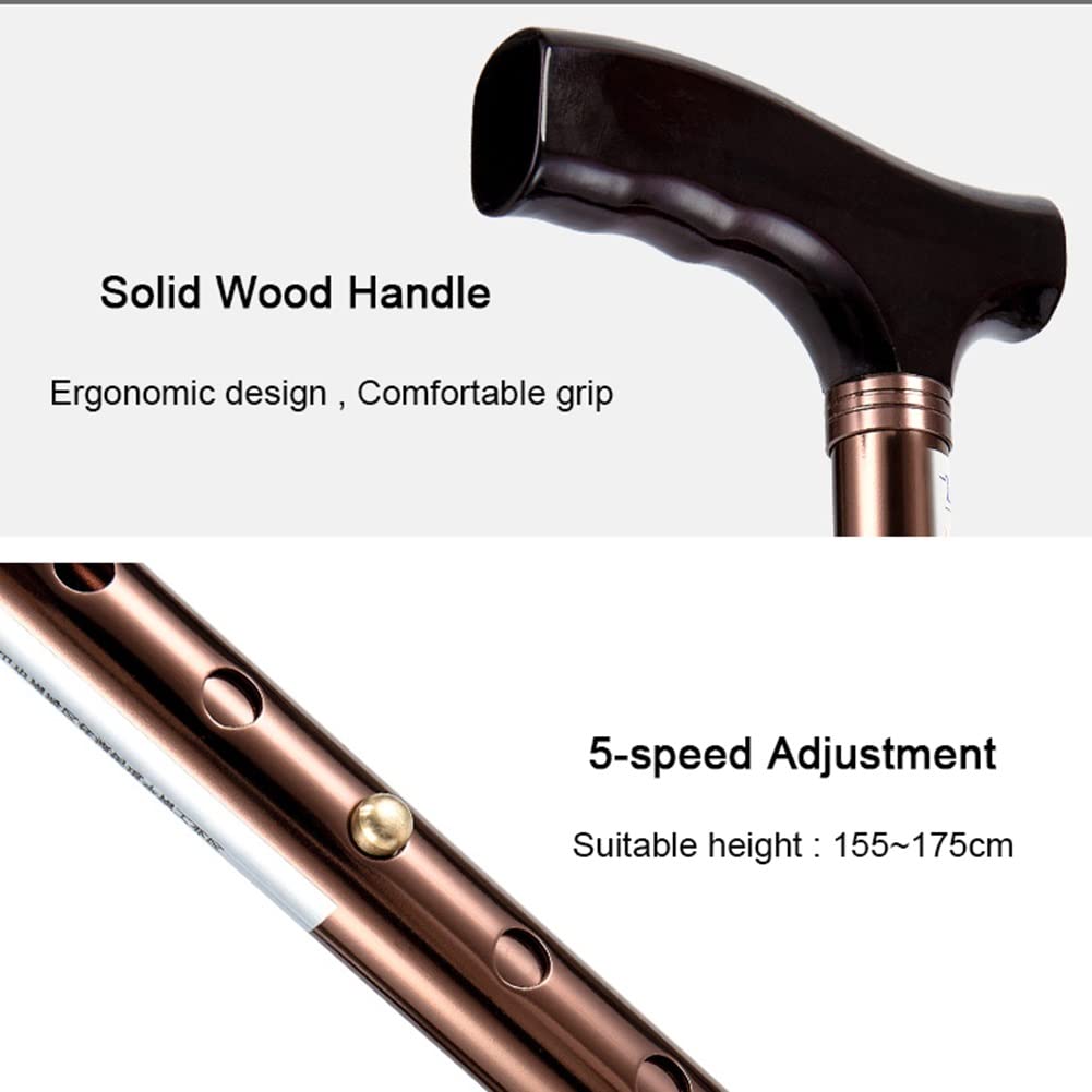 NGD Muletas para Caminar Ajustable de Aluminio para Adultos,Muleta de Codo Plegable Ergonómicos con Mango de Madera y Correa para la Muñeca,Ligeras Durables,Soporta hasta 100kg