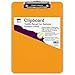 Charles Leonard Clipboard  - Plastic/Transparent with Low Profile Clip - Letter - Neon Orange , 1 Each, 89765