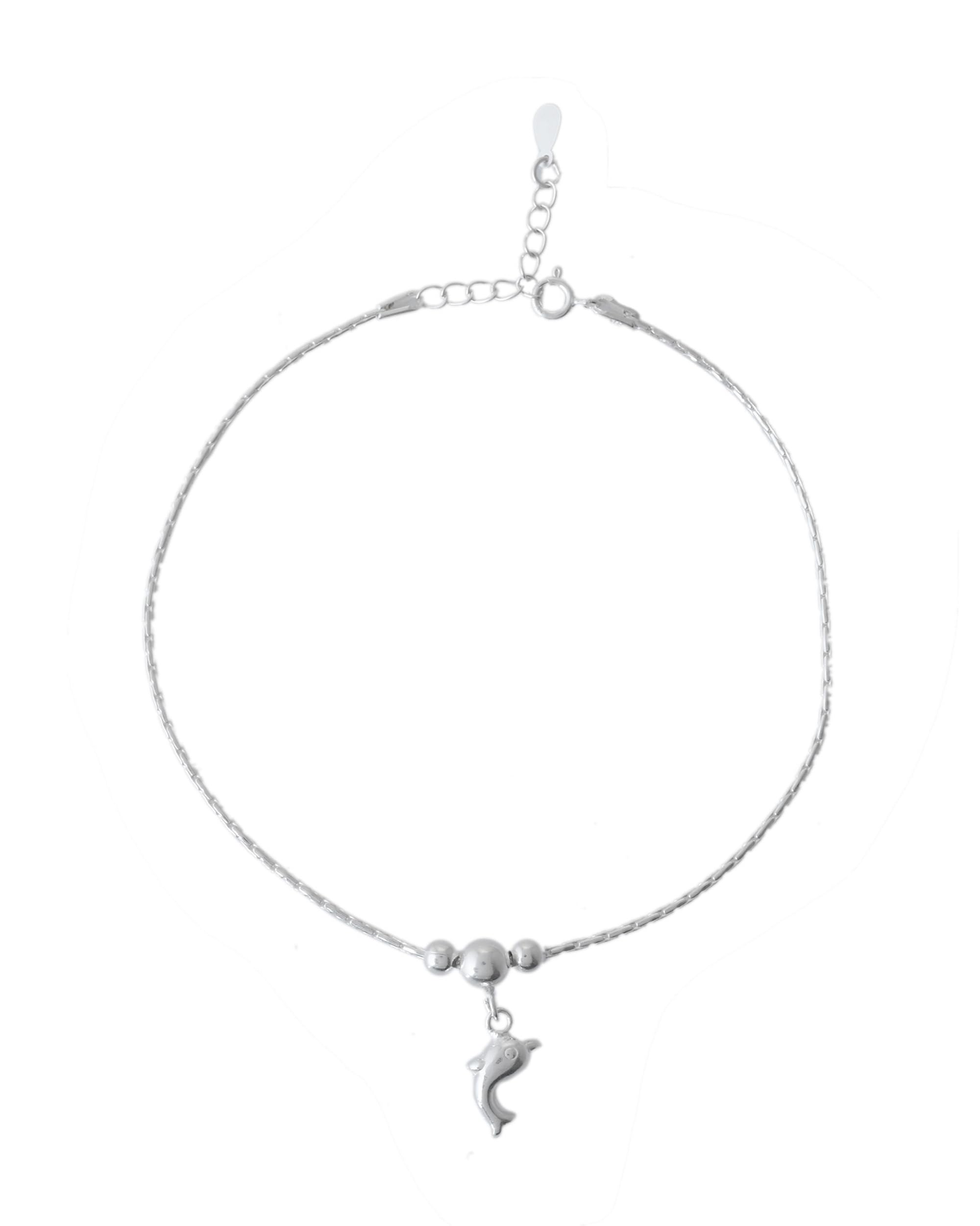 nemichand jewels Pure 925 Silver Dolphin Anklet Payal for Women (1PC) (10 inch + extension)-picture-32