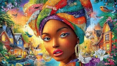 Puzle de mujeres africanas de 1000 piezas de cartón para colgar como cuadro decorativo