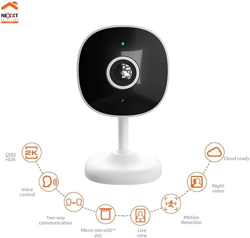 Nexxt - Cámara interior 2K - Seguridad inteligente Wi-Fi para el hogar, monitor inalámbrico para bebé, cámara para perros y niñeras, aplicación