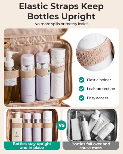 Image of BAGSMART Toiletry Bag Hanging Travel Makeup Organizer with TSA Approved Transparent Cosmetic Bag Makeup Bag for Full Sized Toiletries(Sage Green)