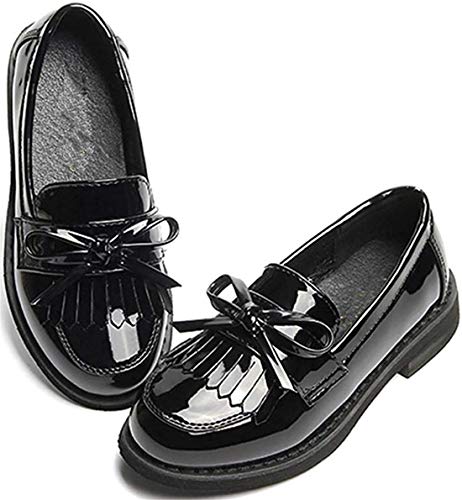 Girls Patent Leather Slip-On Penny Loafers Oxford Flats School Uniform Dress Shoes4