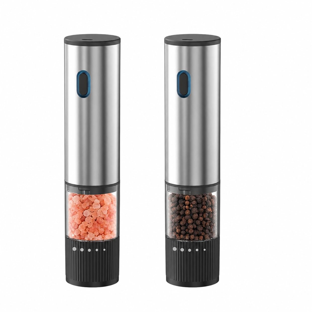 AVIARA™ Automatic Electric Pepper Grinder with Light, Gravity Sensor Salt & Pepper Mill Set, Adjustable Coarseness, One-Hand Operation, Stainless Steel Design, Battery Powered Spice Grinder | 2 Pcs-image-1