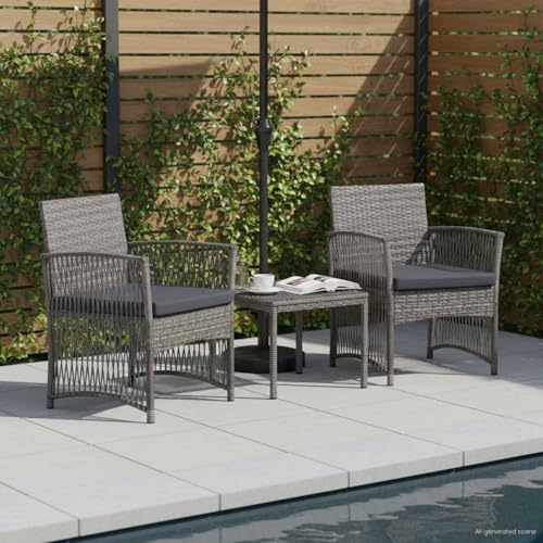 mzdioop Garden Chair Anthracite, Dark Grey Synthetic Poly Rattan, Powder-Coated