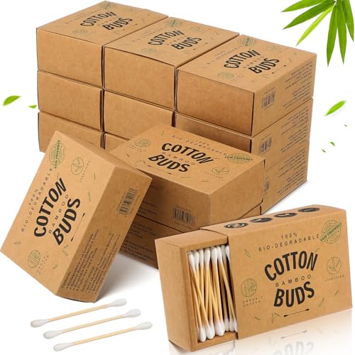 Threlaco 2400 Count Bamboo Cotton Swabs Bulk Wooden Cotton Buds Double Tipped Ear Swabs with Drawer Box for Ear Wax Removal, Makeup, Cleaning, Personal Care, Art & Craft