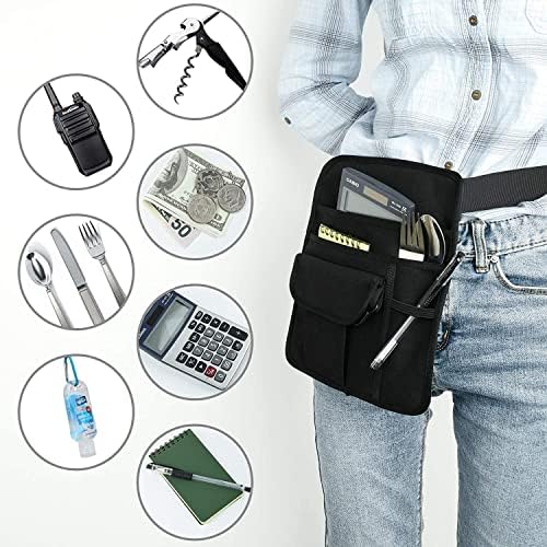 OHDufiry Server Apron With Multiple Pockets, Solid Print Waist Apron Restaurant Bistro Kitchen