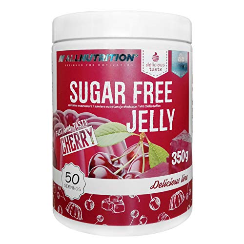 ALLNUTRITION Delicious Line Jalea sin Azucar - Postre Bajo en Calorias - Snack Cero Grasas - Solo 25kcal Por Porcion - Dulces Bajos en Carbohidratos - Fit Baking - 1 Pack X 350g - Cereza Cover