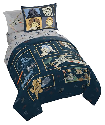 LEGO® Star Wars Twin Comforter Set 5 Piece Soft Kids Bedding, Blue
