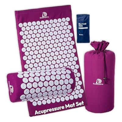 Acupressure Mat & Pillow Set with Hot/Cold Gel Pack HSA/FSA Eligible – for Back and Neck Pain Relief, Sciatica, and Pressure Point Aches Ideal Acupuncture Mat for Sleeping Aid & Recovery