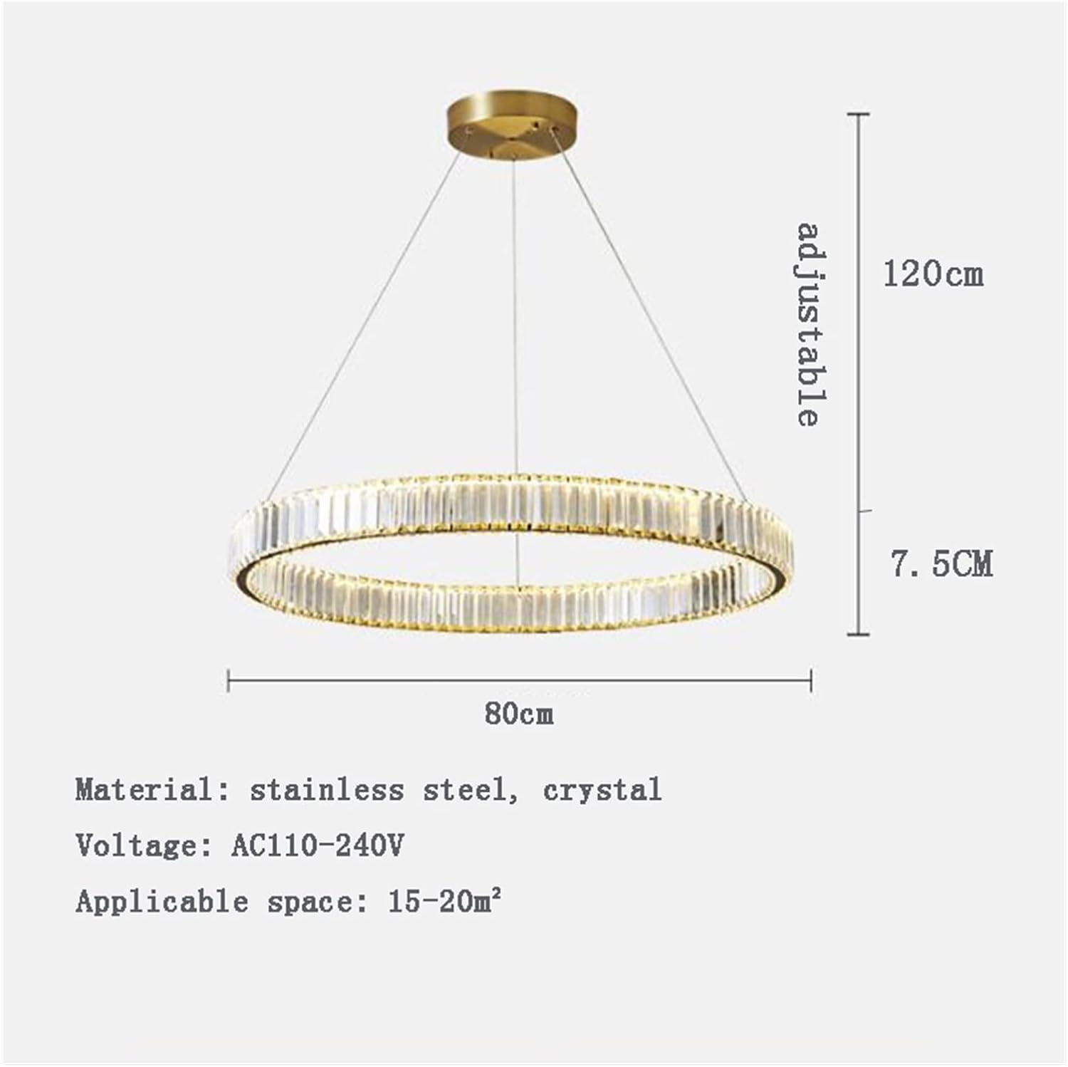 Lampa Wisząca, Restauracji, Okrągła Lampa Wisząca Kryształowy Żyrandol Nowoczesne Żyrandole Wiszące Do Salonu Sypialnia Wewnętrzne(80cm)