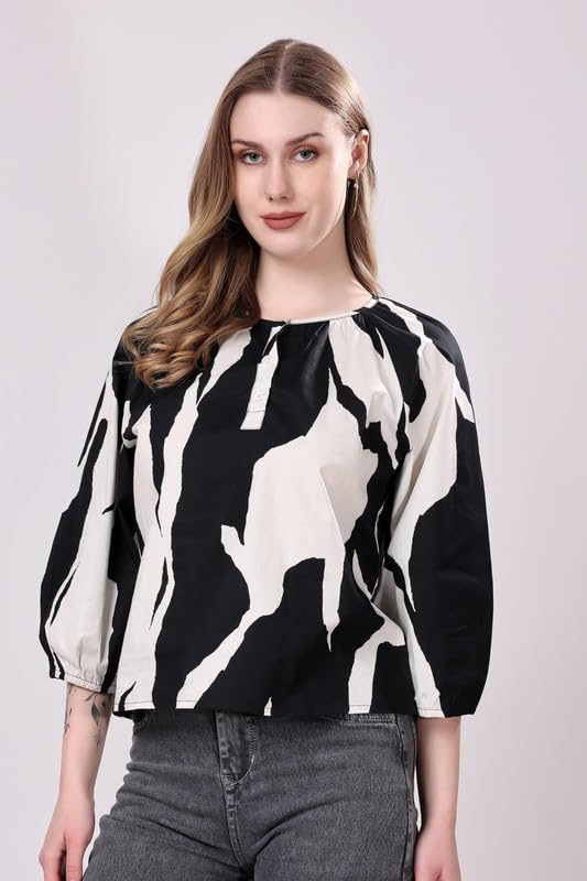 Image of London Hills Women Cotton Regular Fit Top Full Sleeves Top
