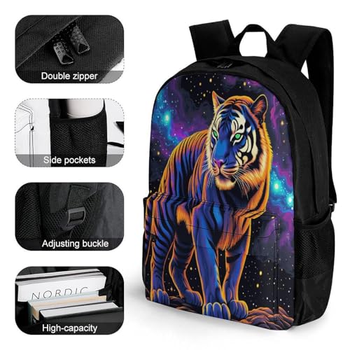 Supdreamc Rucksack Anti-Theft Multipurpose Big Capacity Carry On Bag - Beautiful Wild Animal Tiger Abstract Art Traveling & Camping Backpack With Side Pockets3