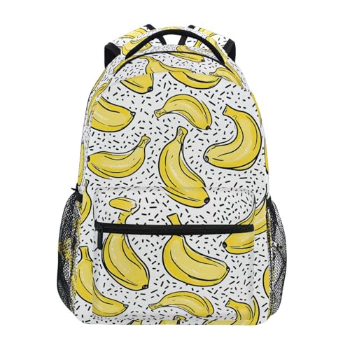 Line Yellow Banana Backpack for School Boys Girls Adults Kids Bookbag Laptop Bag 18L