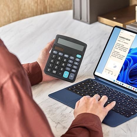 Miniatura 7 de Calculadora de escritorio de 12 dígitos con pantalla LCD grande, calculadora básica de energía solar dual y batería, función estándar para oficina,