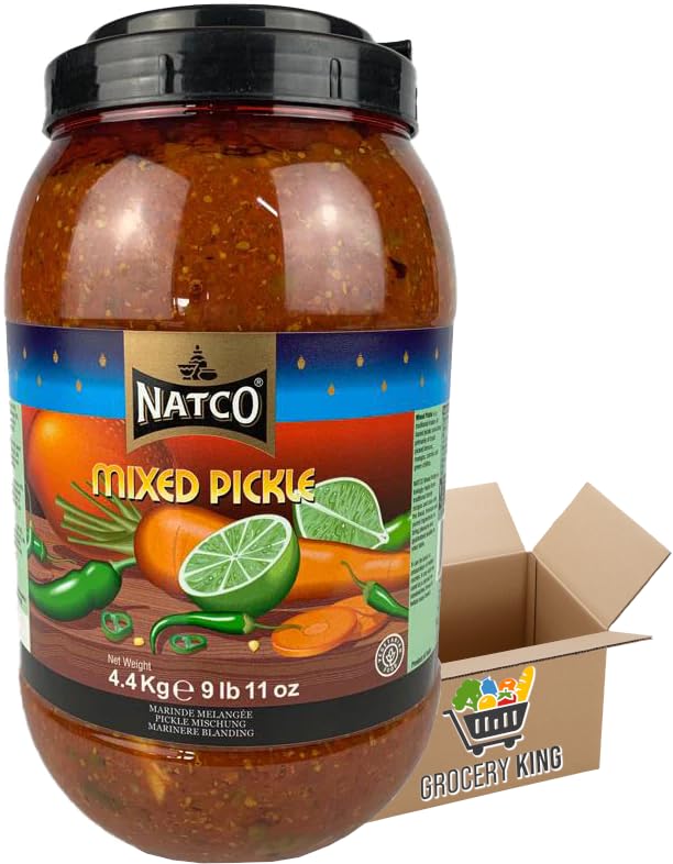 Mixed Pickle Jar 1 X 4.4kg | Authentic Indian Flavours| Lime, Mango, Chilli & Mixed | Households, Restaurants & Catering Grocery King