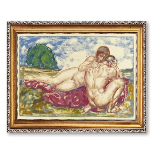 Framed Embracing Figures Canvas Print Art Modern Painting Pictures Intimate