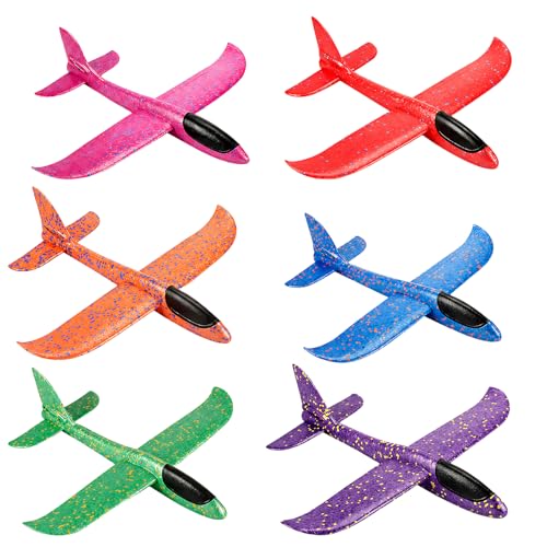 TUBAWD 6PCS Foam Plane 24cm Foam Glider Planes Airplane Foam Plane Random Colours Garden Activity Set Family Fun Games