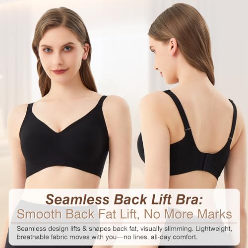 Bras for Women Wireless Push Up Seamless Wire-Free Bras Full Support T-Shirt Bra V Neck Comfortable Adjustable Bra4