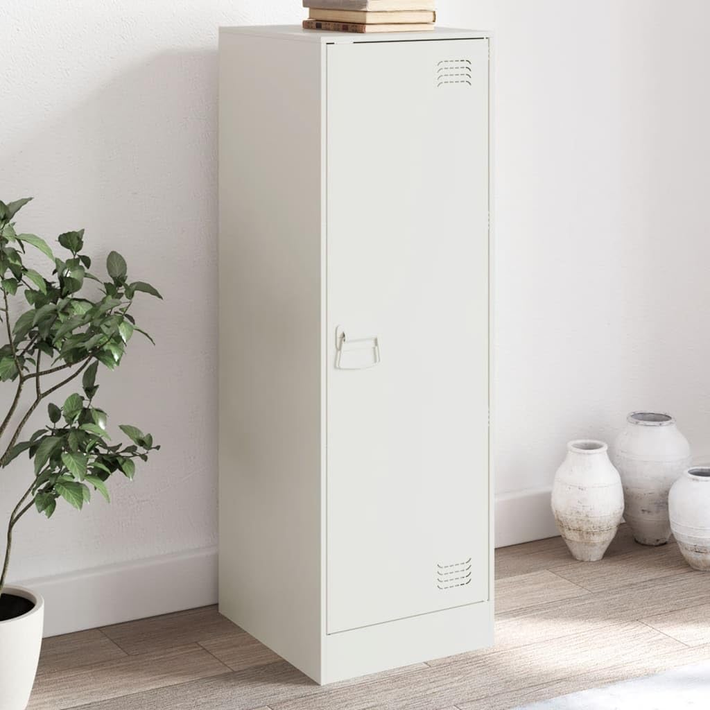 Armoire de rangement en métal blanche à 3 étagères pour salon et bureau