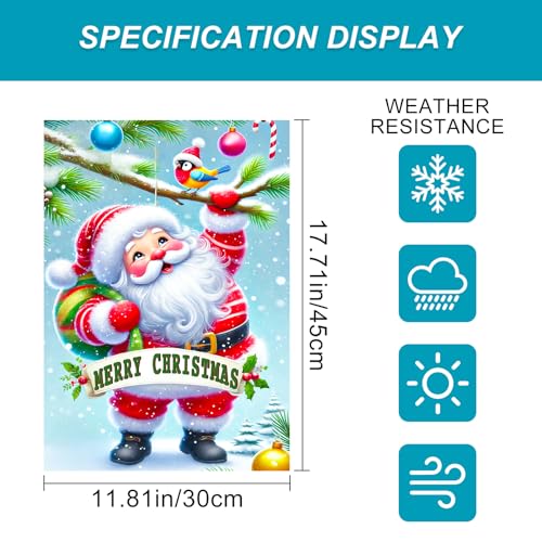 Image of BlissYard Christmas Santa Claus Garden Flag 12x18 Inch Polyester