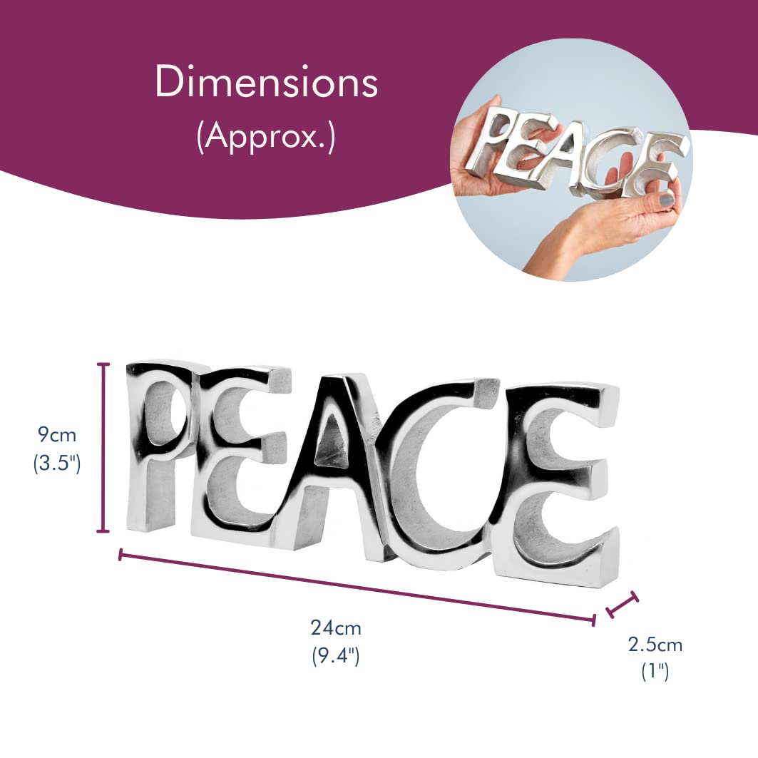 Recycled Metal 'PEACE' Sign, 24cm x 9cm, Fair Trade & Handmade, Home Decor, House Decoration for Living Room - Image 3