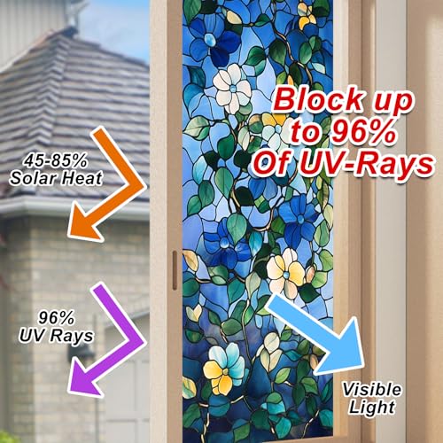 Vinilo decorativo 3D flores azul 39.3 x 17.7 in miniatura 4