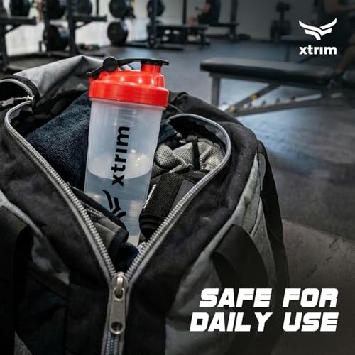 Image of Xtrim 700ml Protein Shaker Bottle with Anti Lump Mixer Attachment for Men & Women, Compact, Leakproof, BPA-Free, Ideal for Protein Shakes, Pre-Workout Smoothies, Smooth Mixing for Pre & Post Workout