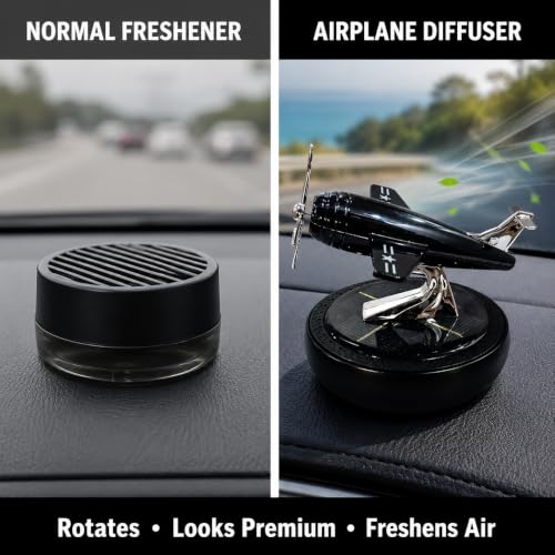 Image of Solar Powered Car Dashboard Perfume Diffuser with 360 Rotating Aeroplane Glider 2026, Plant-Based Organic Fragrance | Imported Airplane Design | Air Freshener & Interior Decoration | Black