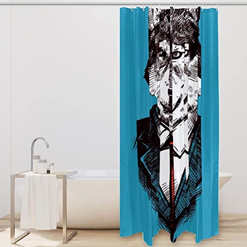 Rideau de douche loup imprimé sans odeur pour baignoire 152x182cm - 3