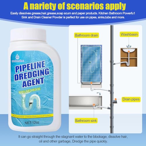 Image of Pipeline Dredging Agent, Drain Clog Remover, Powerful Sink Drain Cleaner | for Bathroom and Kitchen Sink Pipe Unclog