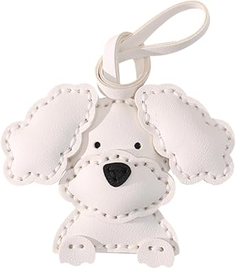 Leather Poodle Dog Bag Charms Cute Keychains DIY Craft Kitno glue