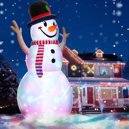 Turnmeon AED24-1202000OLSO8 [ Rotating Colorful Magic Lights ] 14 Ft Giant Christmas Inflatable Snowman With Hat & Scarf Christmas Decorations Outdoor thumb #4