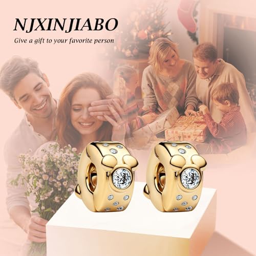 Image of S925 Sterling Silver Gold Plated Romantic Charms, Gifts for Mom Girlfriend Family on Valentine's Day Birthday Christmas Anniversary, Bracelet Necklace Bead Charm