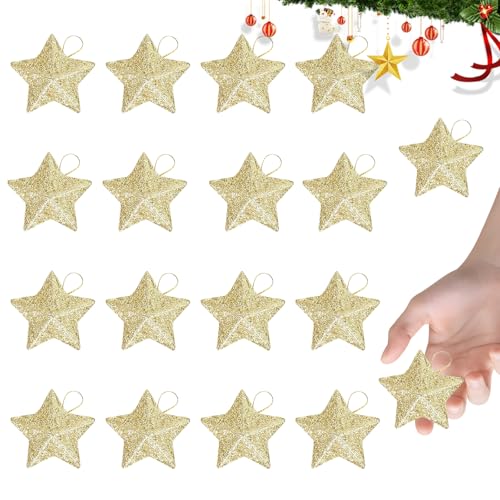 18 Christbaumschmuck Sterne Gold, 45 x 45mm...