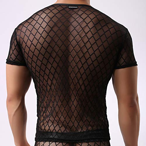 Men's Short Sleeve Sexy Mesh T-Shirt Top See Through Stretchy Undershirt4