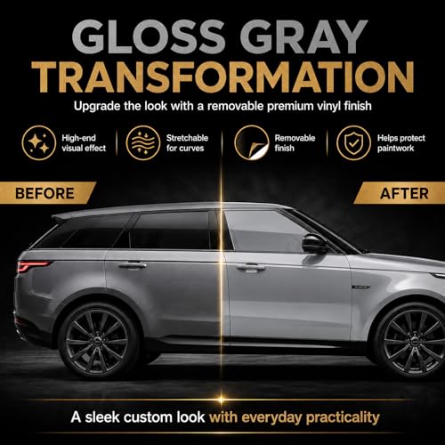 Image of Gloss Grey Vinyl Wrap for Cars, 1 x 5 ft, Air Release