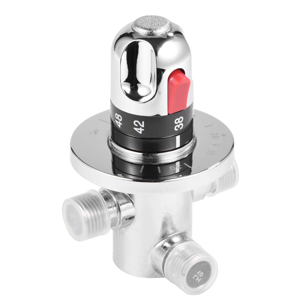 Mitigeur Thermostatique Robinet Douche en Laiton Solide, Vanne de Mélange Température Fixe avec Bouton Sécurité 38°C, Installation Murale G1/2 pour Salle de Bain, Cuisine et Lavabo