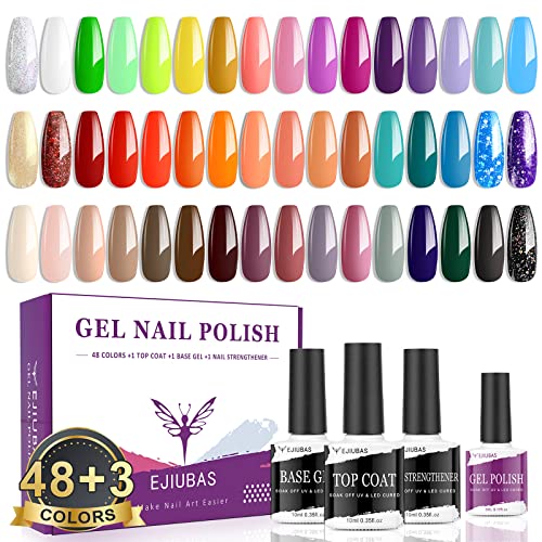 Ejiubas Gel Nail Polish Kit Nail Stamping Kit Flower for Nail Art Design EJB-01 X 02
